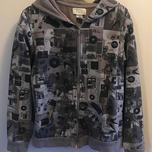 Boys Jacket Hoodie By Shaun White Gray Black Size M Medium Music Headphones